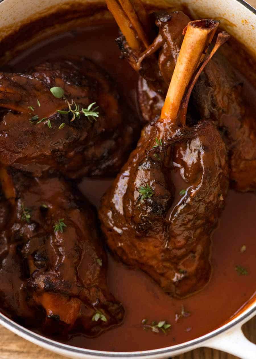 LAMB SHANKS BRAISED IN RED WINE, THYME AND ROSEMARY - Sykes House Farm